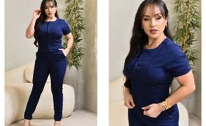 conjunto calca e blusa com botoes funcionais