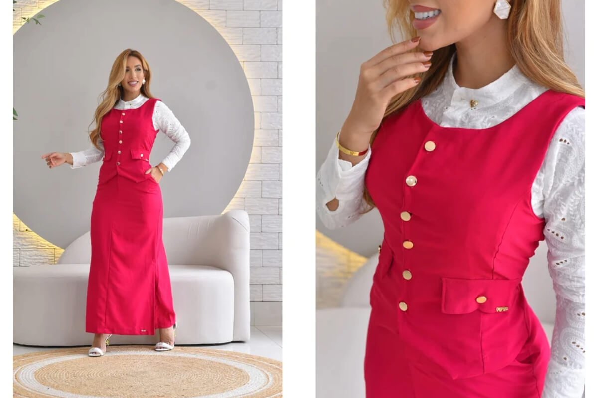 conjunto saia e colete