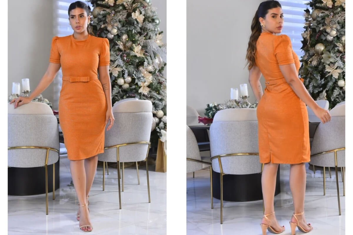 mulher usando vestido tubinho